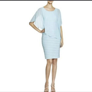Adrianna Papell sz.8 Draped Chiffon Overlay Shutter Pleated Banding Sheath Dress